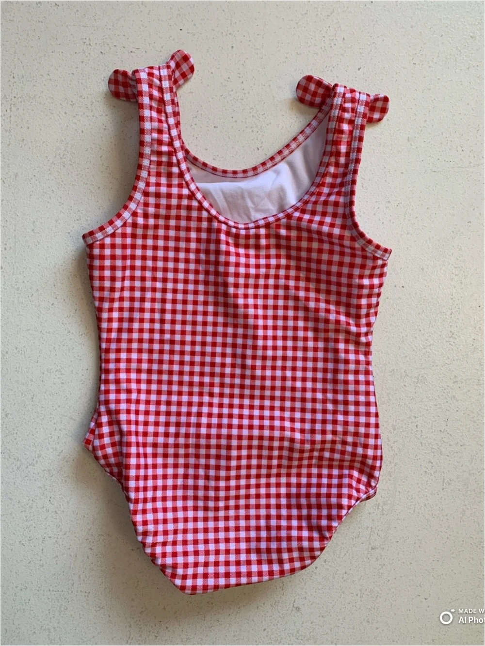 Cat & Jack Girls Red & White Gingham Check One Piece Swimsuit Size 5T NWT